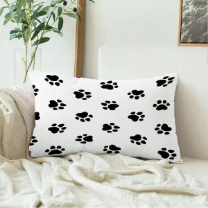 Decorative Throw Lumbar Pillow Covers Velvet Black Silhouette Pattern Foot Animal Dog Wildlife Abstract Shape Footprint Graphic Mark Nature Toe Cushion Cover for Sofa Couch Living Room Bed 12x20 Inch