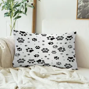 Decorative Throw Lumbar Pillow Covers Velvet Foot Dog Paw Artwork Textile Print Star Canine Monochrome Black Toe Pattern Mark Abstract Textures Cushion Cover for Sofa Couch Living Room Bed 12x20 Inch
