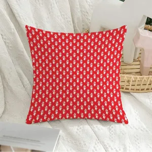 Decorative Throw Pillow Cover Walk Red Blank Nature Toe Rectangle White Wall Animal Pattern Textures Paw Cute Dog Feet Footprint Velvet Cushion Cover for Sofa Couch Living Room Bed 16x16 Inch