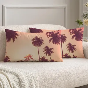 Decorative Velvet Throw Pillow Covers 12x20, Outdoor Sun Summer Vacation Nature Sky Travel California Adventure Sunrise Concept Design Exotic Pillow Case for Couch Bed Home, Set of 2