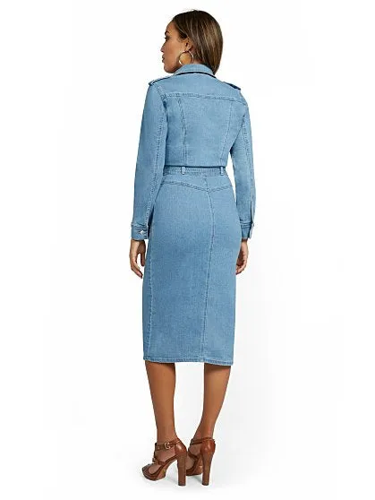 Denim Utility Midi Shirtdress
