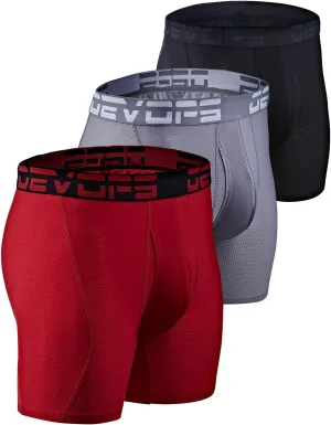 DEVOPS Men's Perfomance Cool Dry Mesh Underwear Boxer Trunk 6-inch Brief (3 Pack)