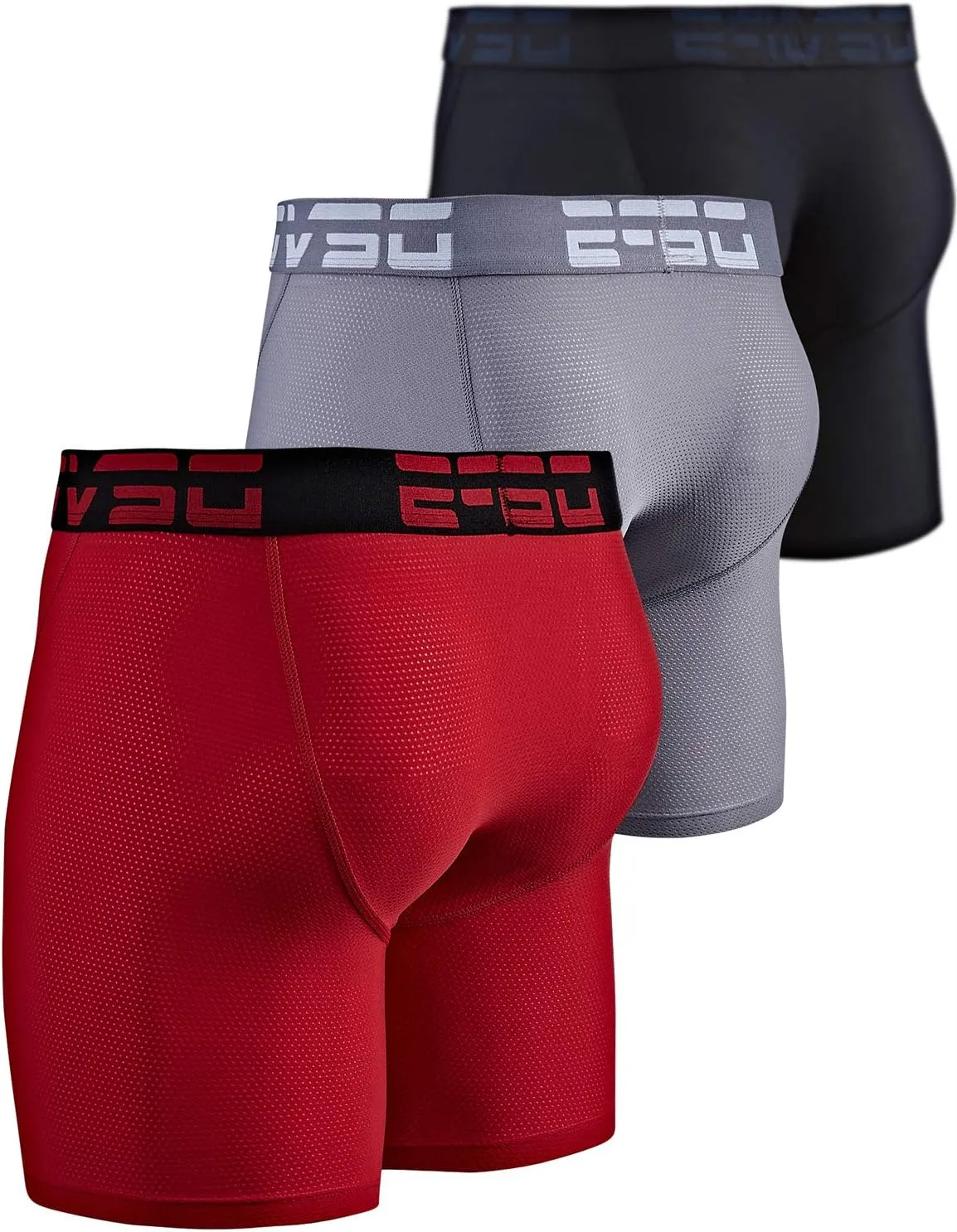 DEVOPS Men's Perfomance Cool Dry Mesh Underwear Boxer Trunk 6-inch Brief (3 Pack)