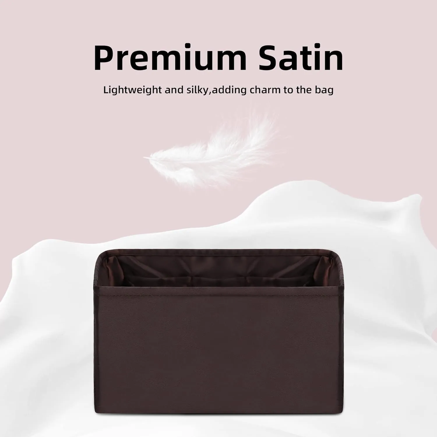 DGAZ Silk Purse Organizer Insert Fits LV Speedy 16/20/25/30/35/45 bags，Silky Smooth Bag Organizer，Luxury Handbag & Tote Shaper（Global Brown，SP16）