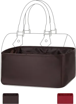 DGAZ Silk Purse Organizer Insert Fits LV Speedy 16/20/25/30/35/45 bags，Silky Smooth Bag Organizer，Luxury Handbag & Tote Shaper（Global Brown，SP16）