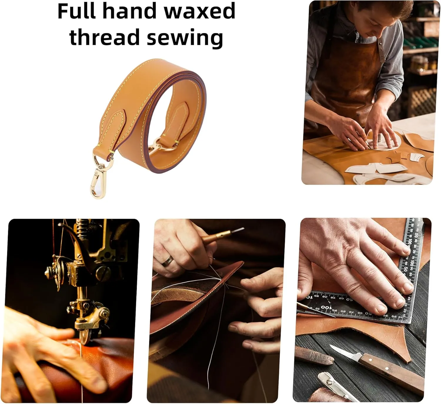DGAZ Vachetta Leather Crossbody Strap for Neverfullbag with Gift Box, Handmade DIY purse strap