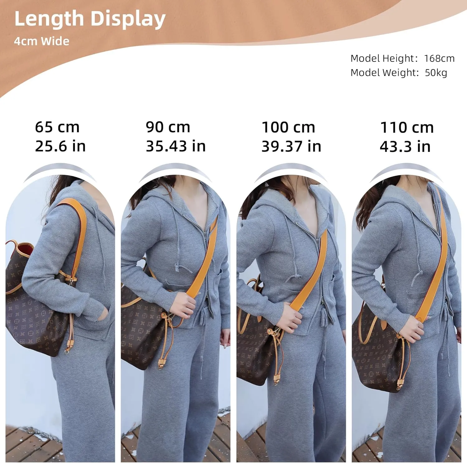 DGAZ Vachetta Leather Crossbody Strap for Neverfullbag with Gift Box, Handmade DIY purse strap