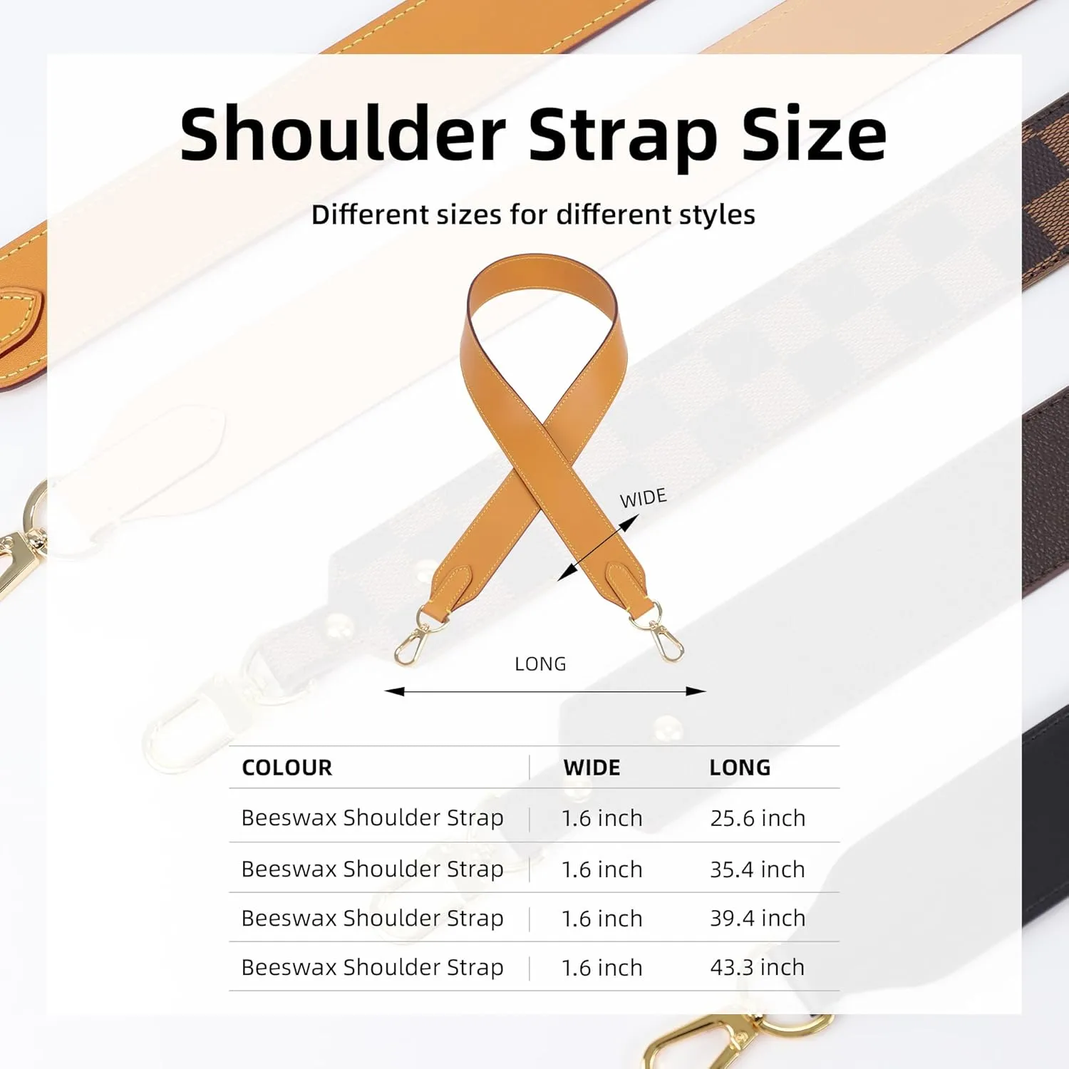 DGAZ Vachetta Leather Crossbody Strap for Neverfullbag with Gift Box, Handmade DIY purse strap