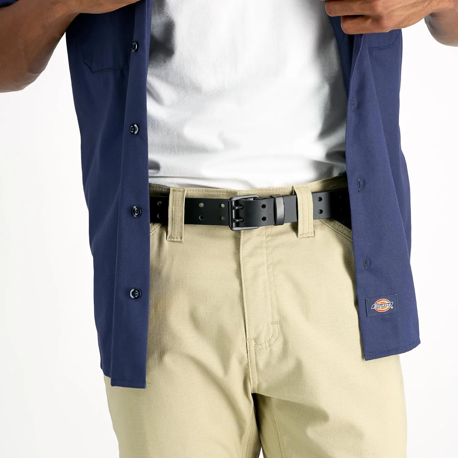 Dickies Men's Leather Double Prong Belt