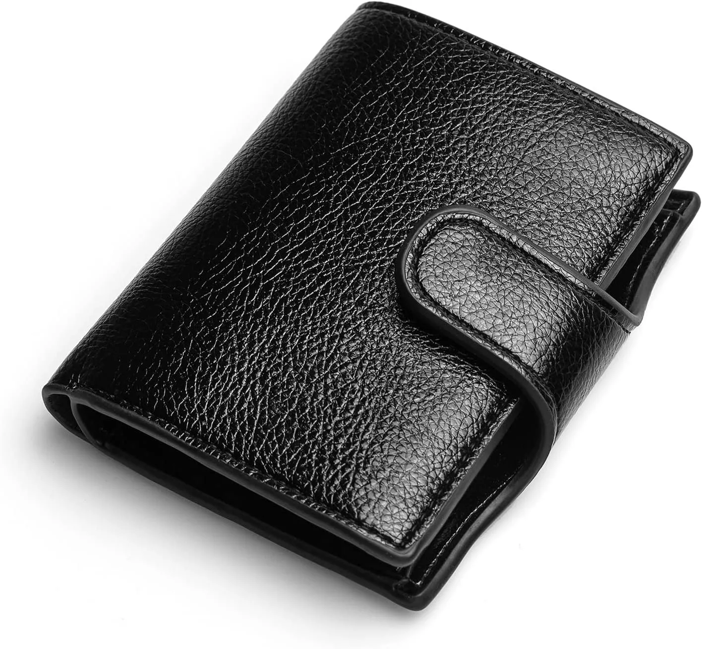 DierAn Use Buckle Large -Capacity Wallet RFID Anti -Magnetic Card Bag Automatic pop -up Card Clip Purse (Color : Black)
