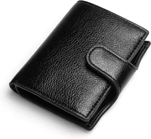 DierAn Use Buckle Large -Capacity Wallet RFID Anti -Magnetic Card Bag Automatic pop -up Card Clip Purse (Color : Black)