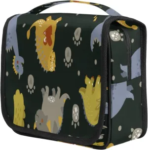 Dinosaurs Paws Travel Toiletry Bag for Women Portable Waterproof Travel Makeup Bag with Hanging Hook Makeup Cosmetic Organizer for Travel Business Trip Camping Bathroom