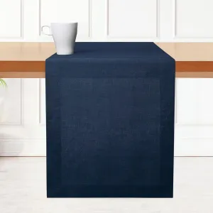 D'Moksha Homes Linen Table Runner 14 x 72 Inch - 100% Pure Linen Navy Blue Table Runner - Machine Washable Farmhouse Table Runner for 4th of July