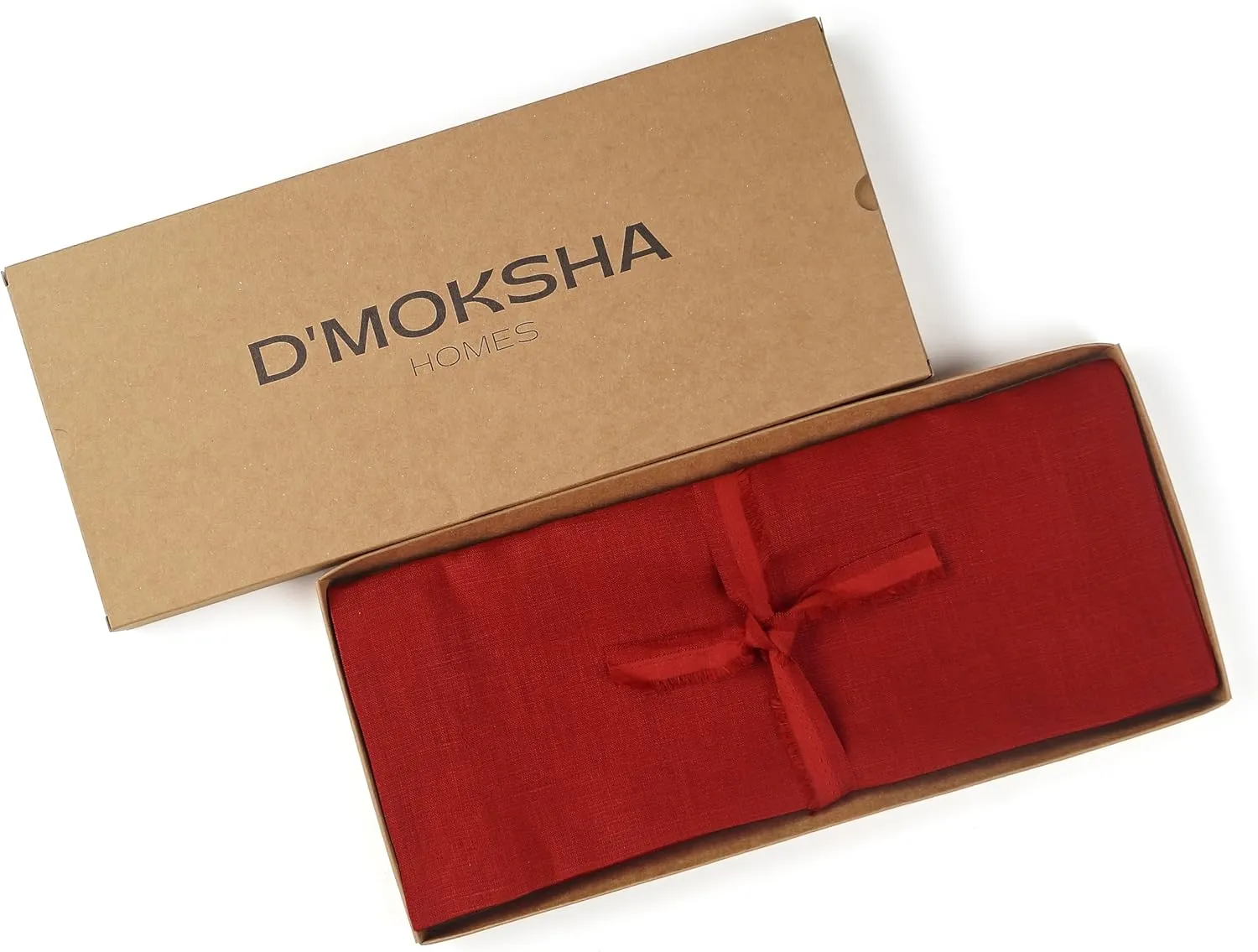 D'Moksha Homes Linen Table Runner 14 x 72 Inch - 100% Pure Linen Red Table Runner - Machine Washable Farmhouse Table Runner for 4th of July