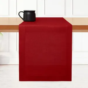 D'Moksha Homes Linen Table Runner 14 x 72 Inch - 100% Pure Linen Red Table Runner - Machine Washable Farmhouse Table Runner for 4th of July