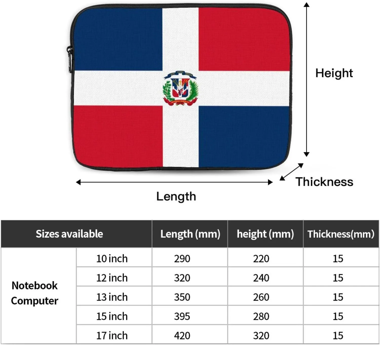 Dominican Republic Prints Shockproof Portable Laptop Sleeve Bag 13 inch for Men and Women Business Travel, Office Daily Use