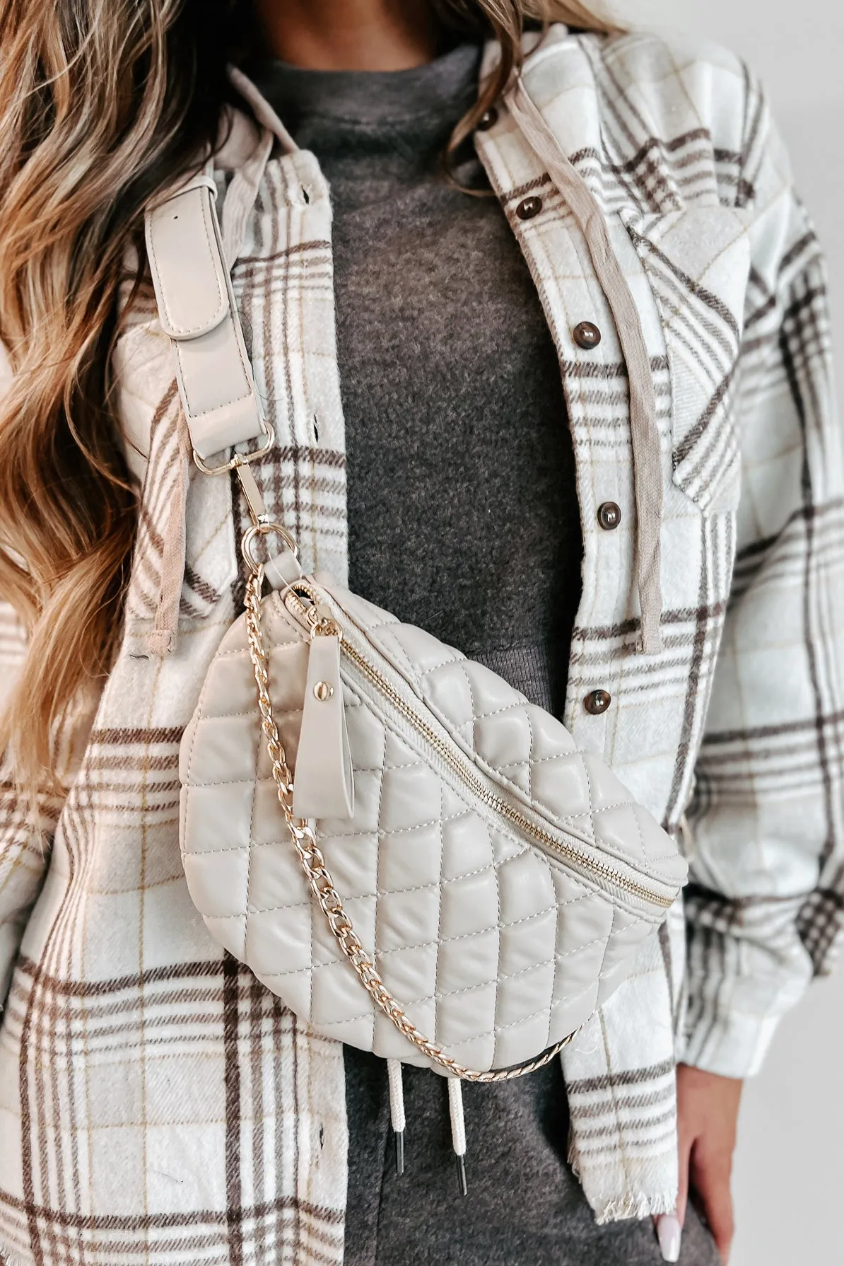 Downtown Adventures Quilted Bum Bag (Taupe)