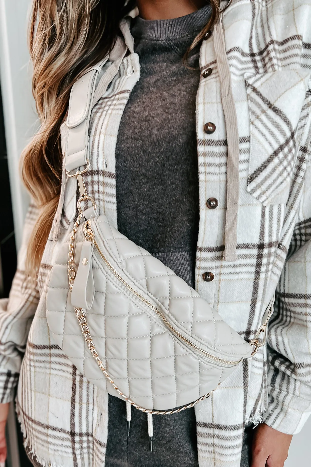 Downtown Adventures Quilted Bum Bag (Taupe)