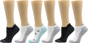 Dr. Motion Womens Low Cut Cushioned Breathable Compression Ankle Socks with Arch Support 6 Pairs