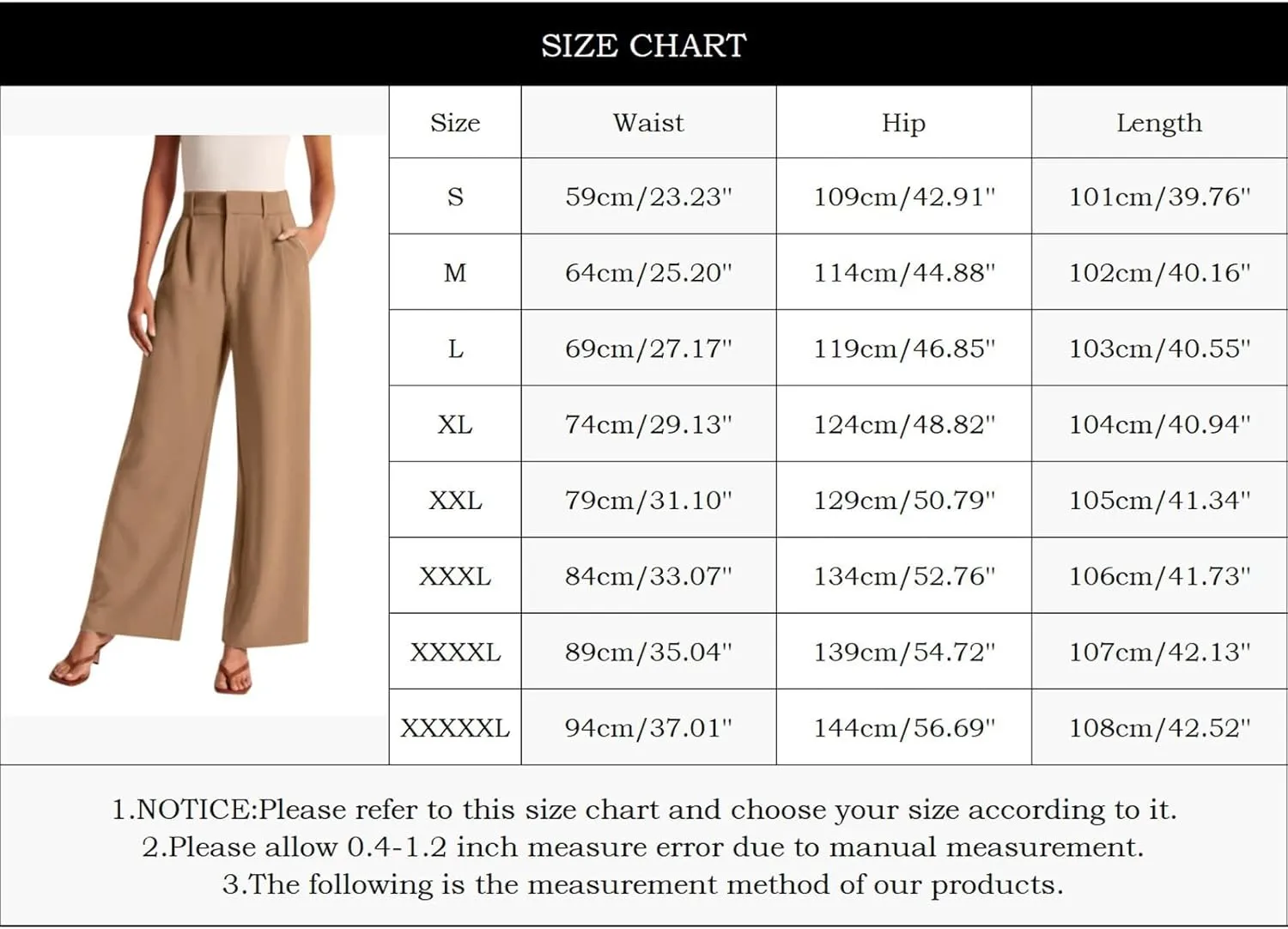 Dress Pants Women Wide Leg High Waisted Button Pleated Business Pants Casual Loose Slacks Trousers with Pockets