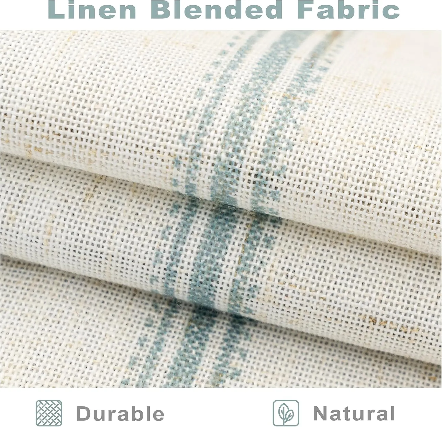 DriftAway Farmhouse Linen Blend Blackout Curtains 84 Inches Long for Bedroom Vertical Striped Printed Linen Curtains Thermal Insulated Lined Treatments for Living Room 2 Panels W52 x L84 Green