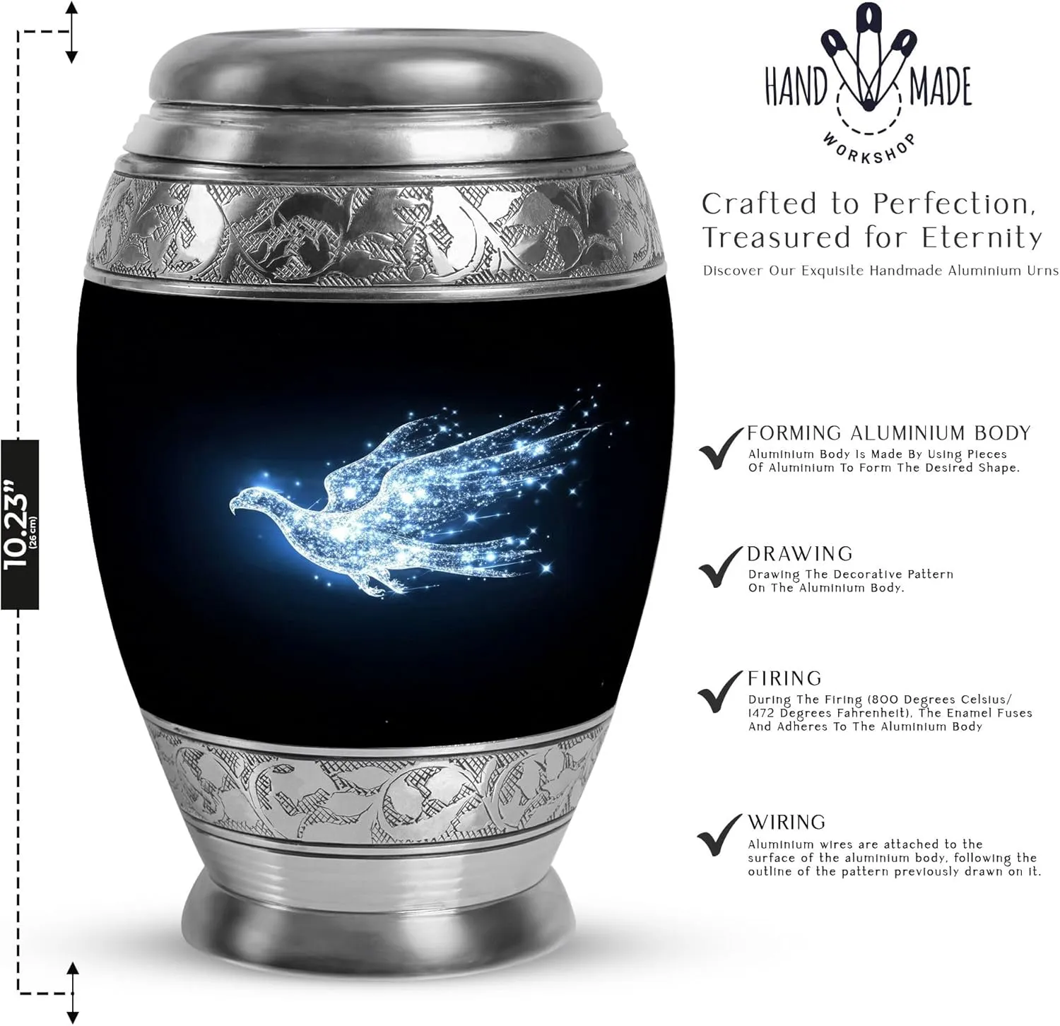 Eagle of The Stars - 10" Large Keepsake - Cremation Urns for Human Ashes Adult - Decorative Urns for Human Ashes Adult Man with Eagle - Burial Urn for Mom|Dad - Funeral Urn (with Velvet Bag)