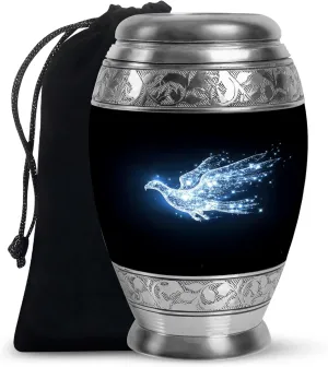 Eagle of The Stars - 10" Large Keepsake - Cremation Urns for Human Ashes Adult - Decorative Urns for Human Ashes Adult Man with Eagle - Burial Urn for Mom|Dad - Funeral Urn (with Velvet Bag)