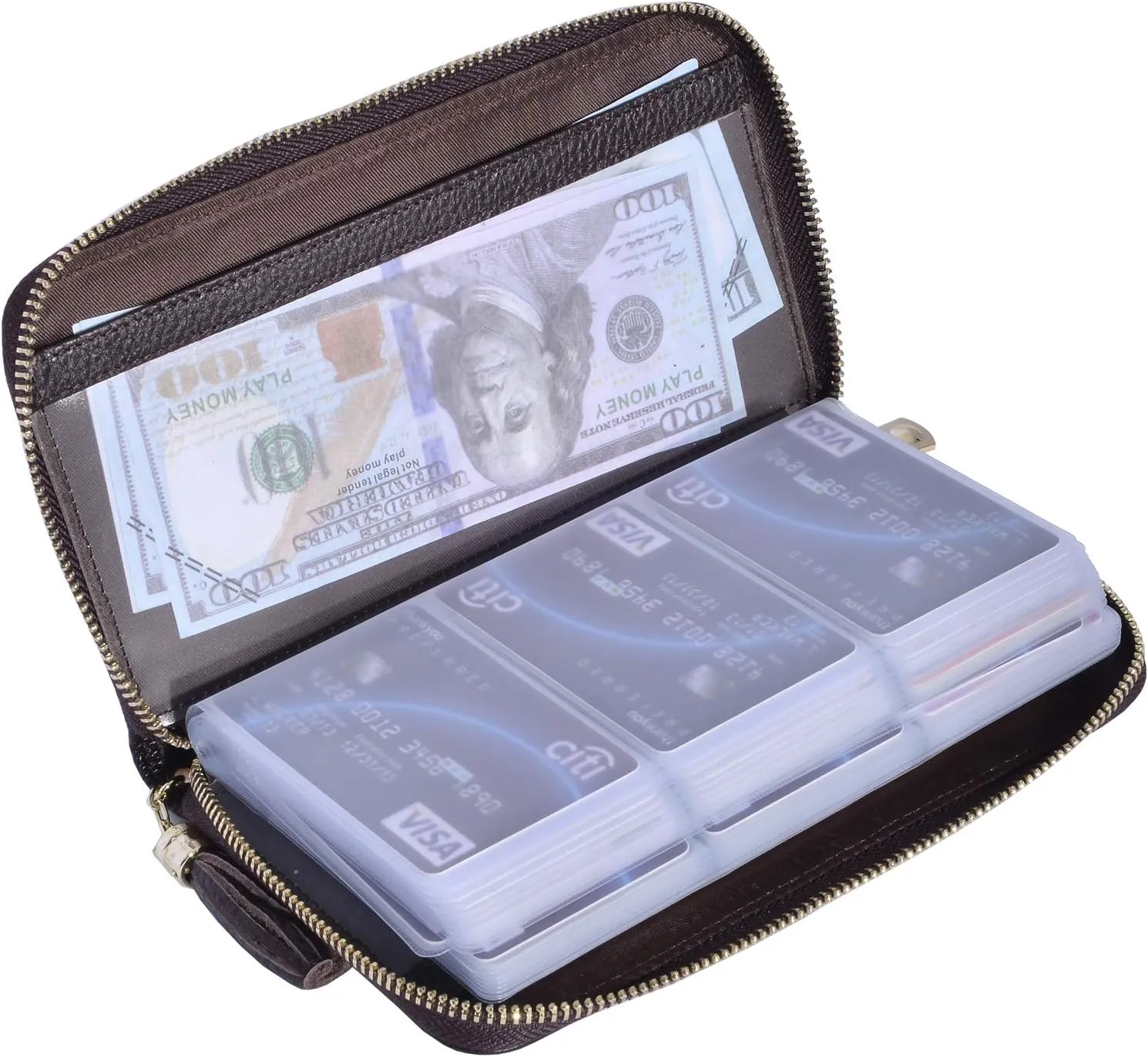 Easyoulife Credit Card Holder Wallet Womens Zipper Leather Case Purse RFID Blocking