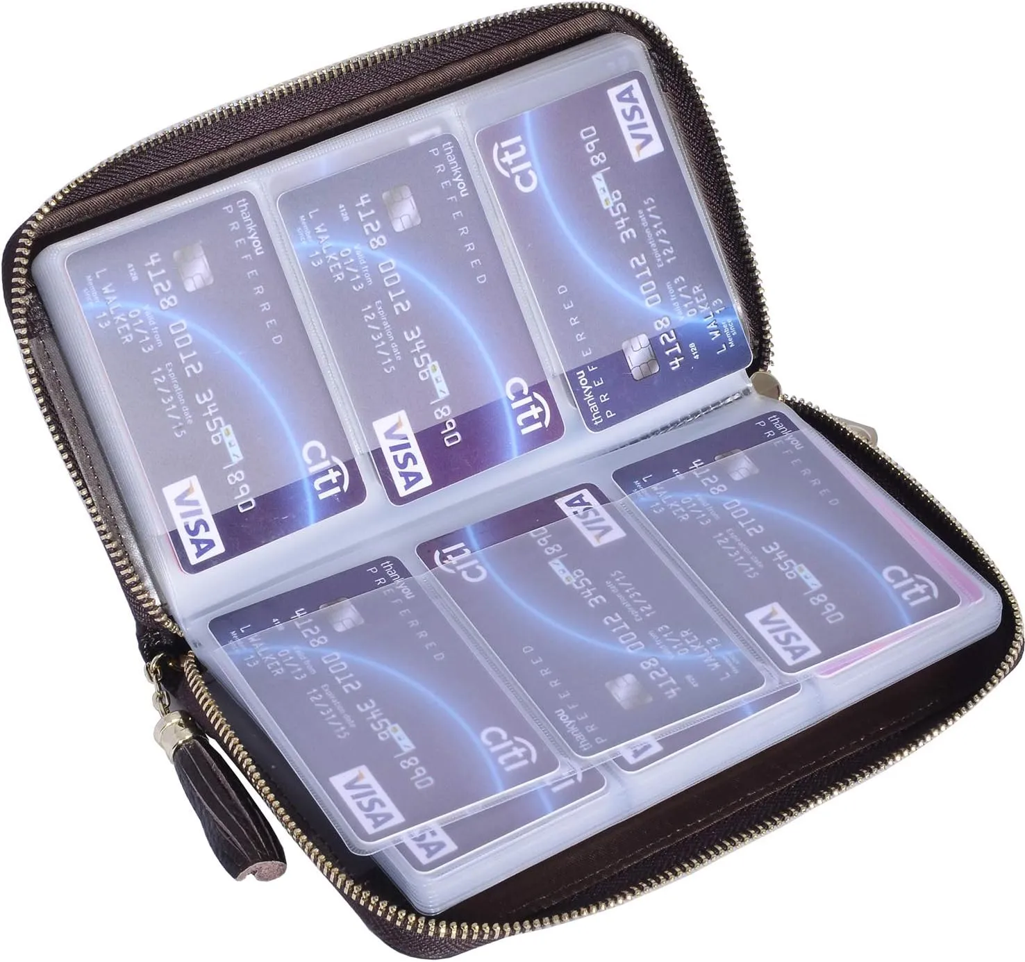 Easyoulife Credit Card Holder Wallet Womens Zipper Leather Case Purse RFID Blocking