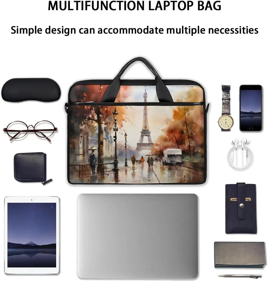 Eiffel Tower Spring Flowers 15 Inch Laptop Bag Laptop Shoulder Bag Computer Cases for Laptops or Tablets