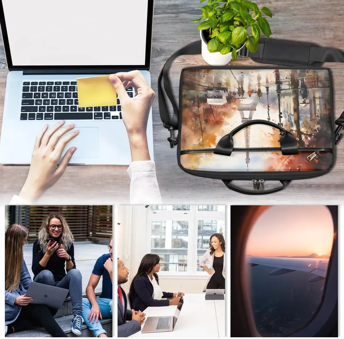 Eiffel Tower Spring Flowers 15 Inch Laptop Bag Laptop Shoulder Bag Computer Cases for Laptops or Tablets