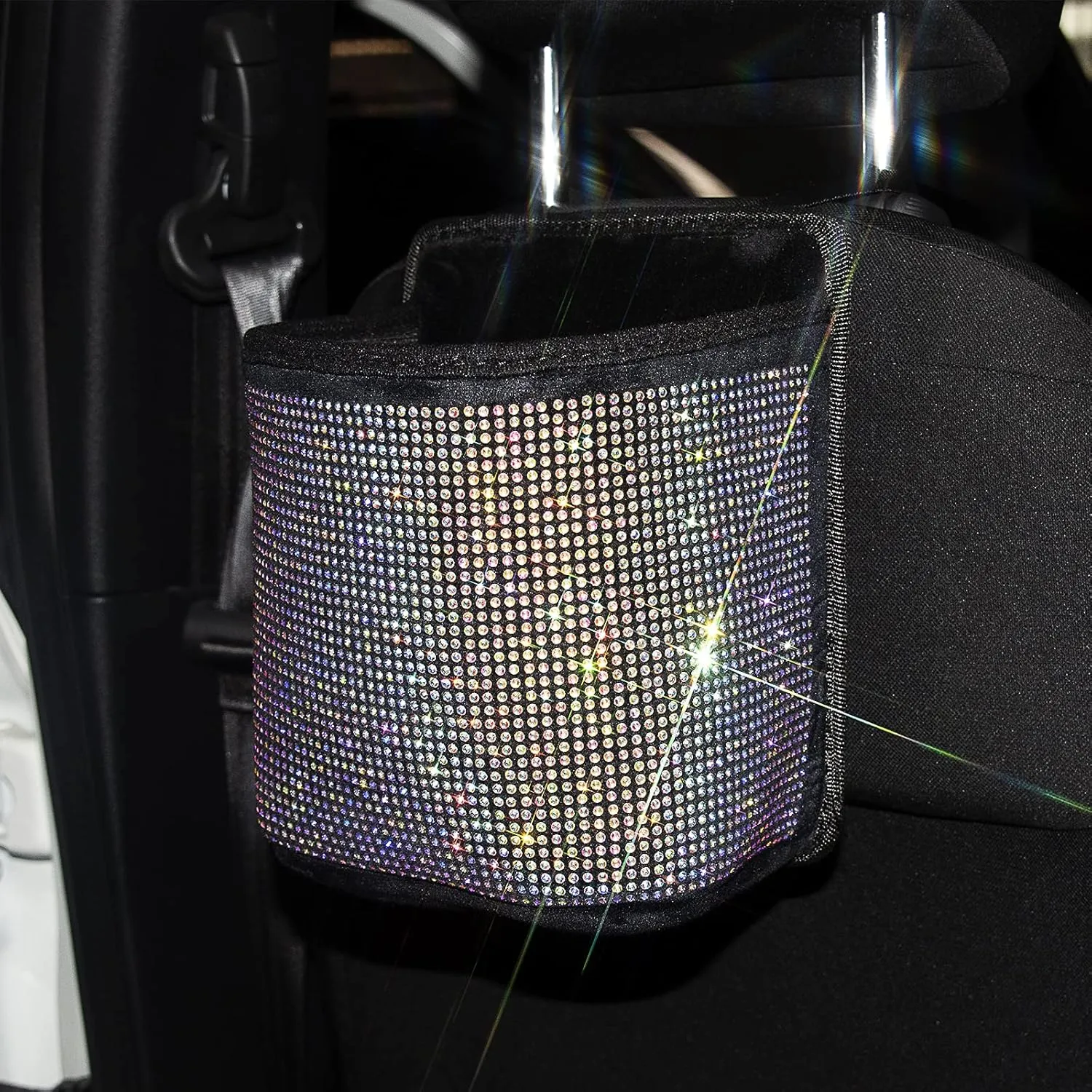 eing Car Seat Organizer Premium Seat Back/Front Seat Travel Caddy Bag, Bling Crystal Car Front Seat Organizer, Pratical Car Garbage Pocket Bin, Diamond Car Accessory (1 - Pack,Multicolor)