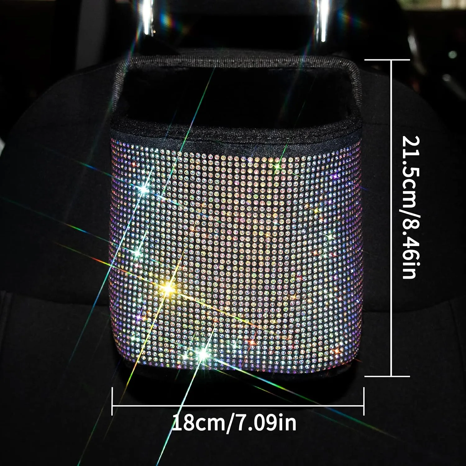 eing Car Seat Organizer Premium Seat Back/Front Seat Travel Caddy Bag, Bling Crystal Car Front Seat Organizer, Pratical Car Garbage Pocket Bin, Diamond Car Accessory (1 - Pack,Multicolor)
