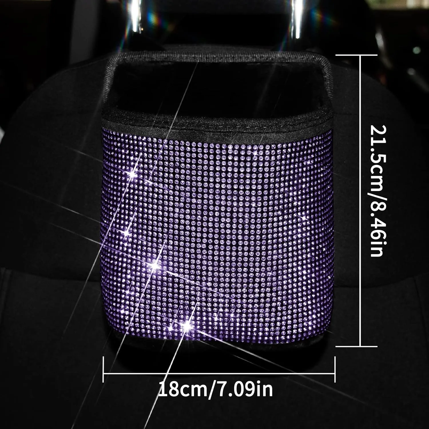 eing Car Seat Organizer Premium Seat Back/Front Seat Travel Caddy Bag, Bling Crystal Car Front Seat Organizer, Pratical Car Garbage Pocket Bin, Diamond Car Accessory (1 - Pack,Purple)