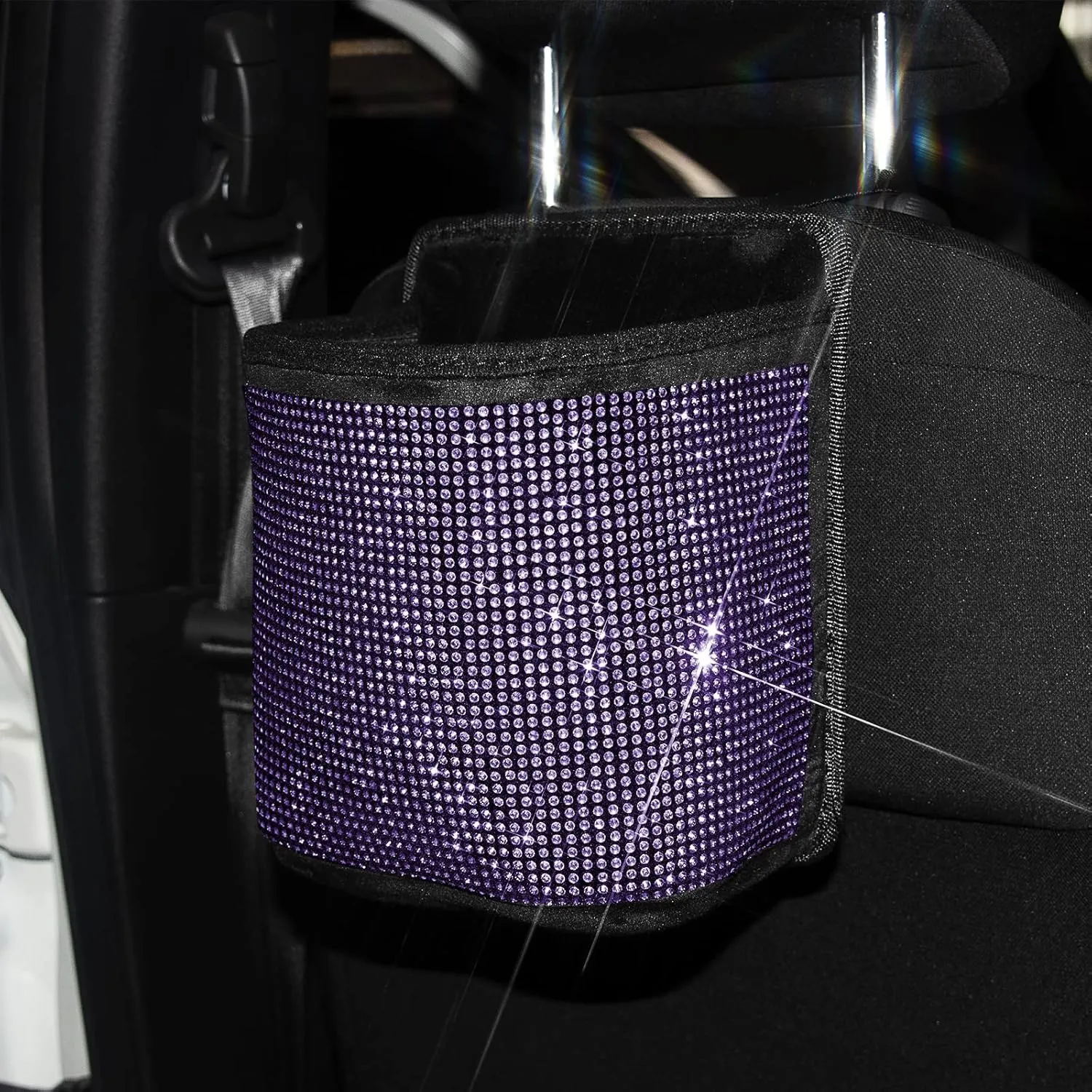 eing Car Seat Organizer Premium Seat Back/Front Seat Travel Caddy Bag, Bling Crystal Car Front Seat Organizer, Pratical Car Garbage Pocket Bin, Diamond Car Accessory (1 - Pack,Purple)