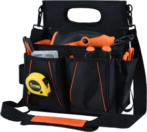 Electrician Tool Pouch 18 Pockets with Shoulder Strap Belt Tool Pouch Side Professional Tool Bag Organizer for Technician, Carpenter, Constructor 3-in-1