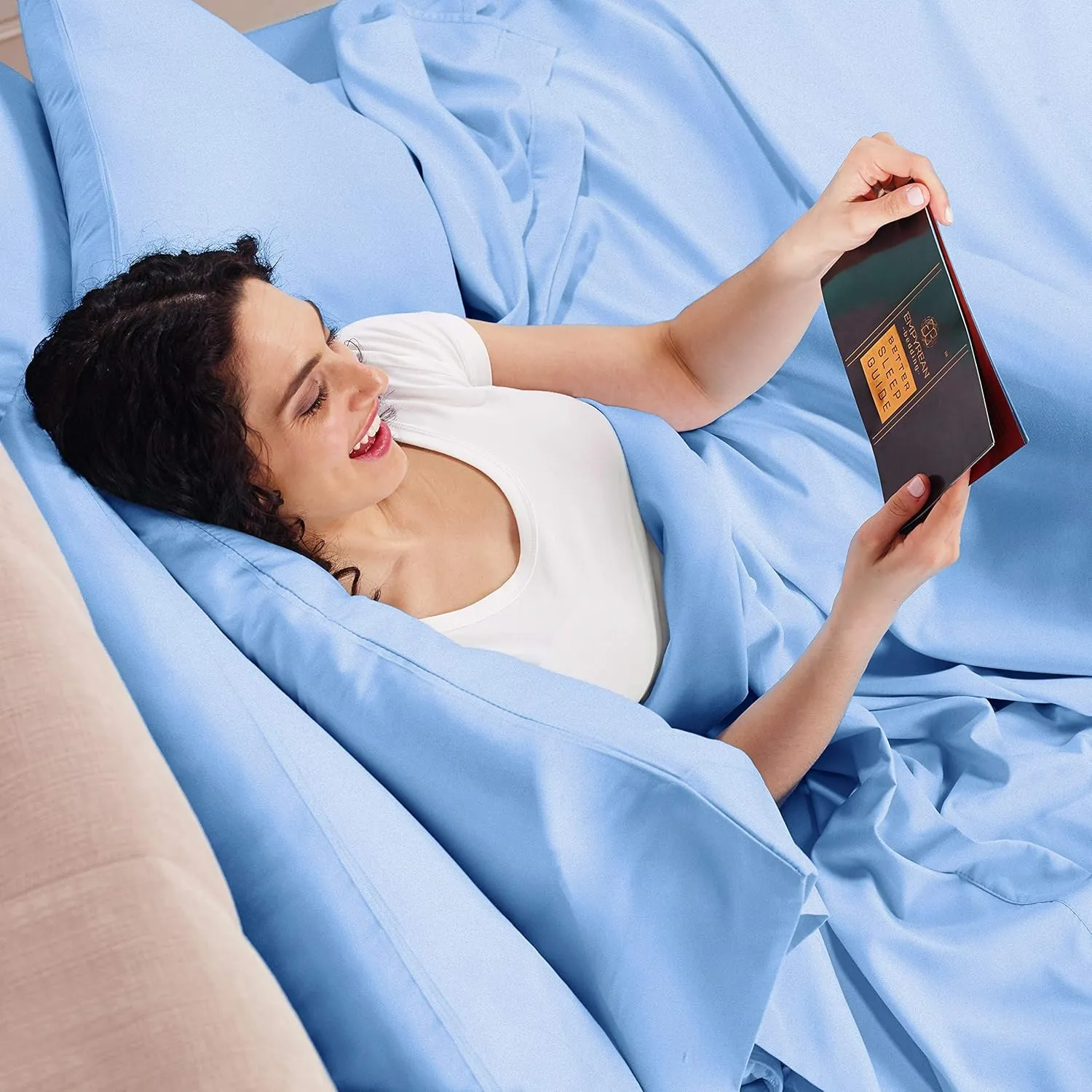 Empyrean Twin XL Sheets Set - 110 GSM 4 Piece Bed Sheets for Twin XL Size Bed, Hotel Luxury Sheets, Soft Bedding Sheets & Pillowcases - Calm Blue