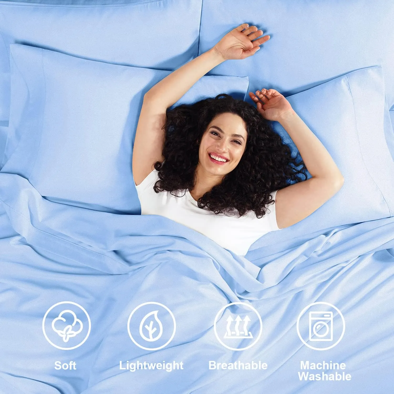 Empyrean Twin XL Sheets Set - 110 GSM 4 Piece Bed Sheets for Twin XL Size Bed, Hotel Luxury Sheets, Soft Bedding Sheets & Pillowcases - Calm Blue