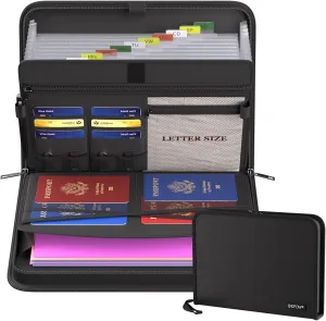 ENGPOW Fireproof Expanding File Folder,Accordion File Organizer with Multi Pockets,13 Expandable Pockets Document Organizer with Labels,Home Travel Office Safe Storage for Important Letter A4 Files