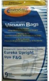 EnviroCare Replacement Micro Filtration Vacuum Cleaner Dust Bags made to fit Eureka F&G Uprights 9 bags and 1 RD Belt