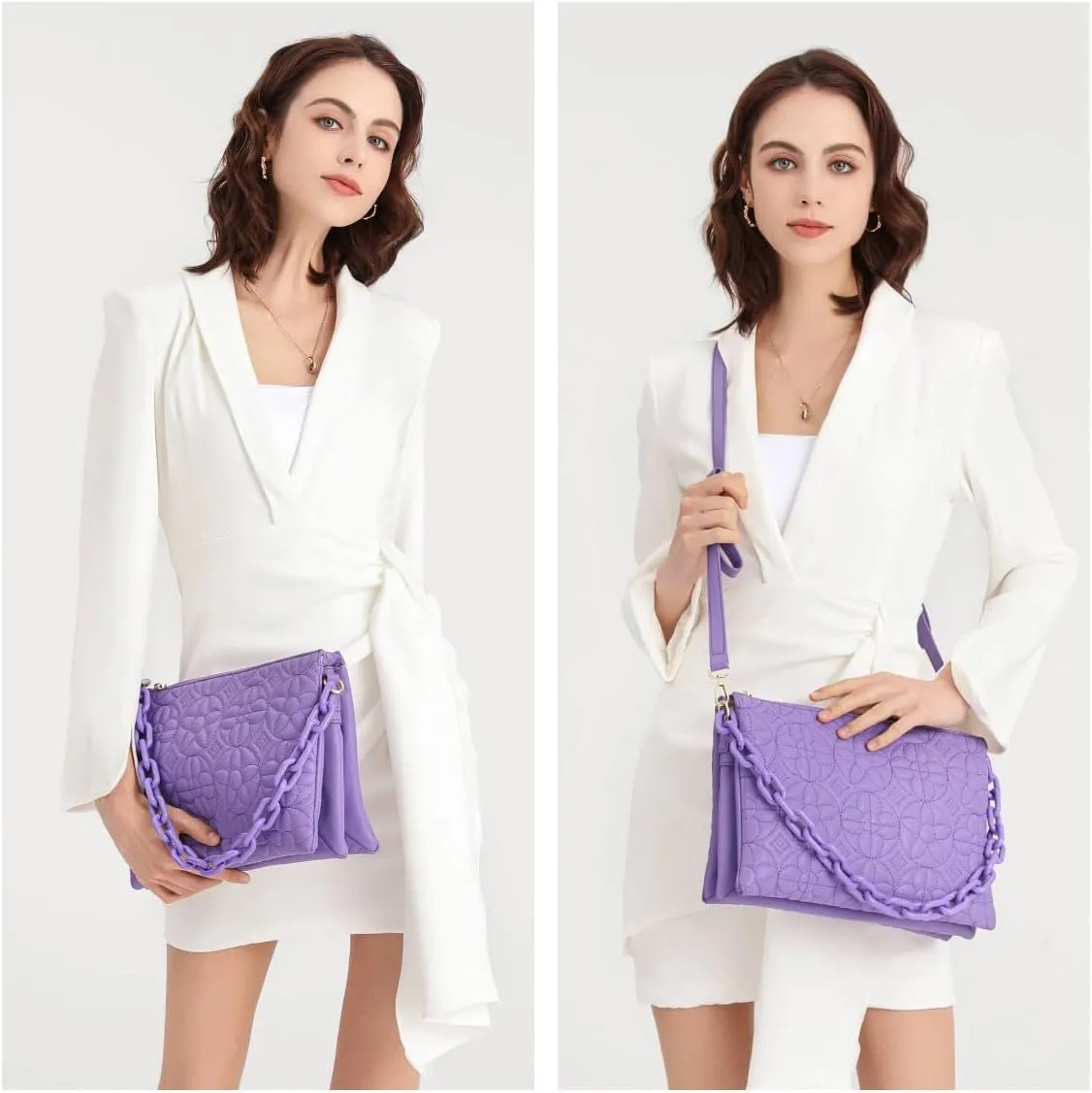 ER.Roulour Quilted Crossbody Bags for Women, Trendy Roomy Shoulder Handbags with Flap Gold Hardware Chain Purses Shoulder Bag