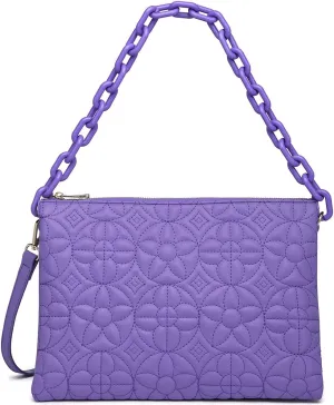 ER.Roulour Quilted Crossbody Bags for Women, Trendy Roomy Shoulder Handbags with Flap Gold Hardware Chain Purses Shoulder Bag
