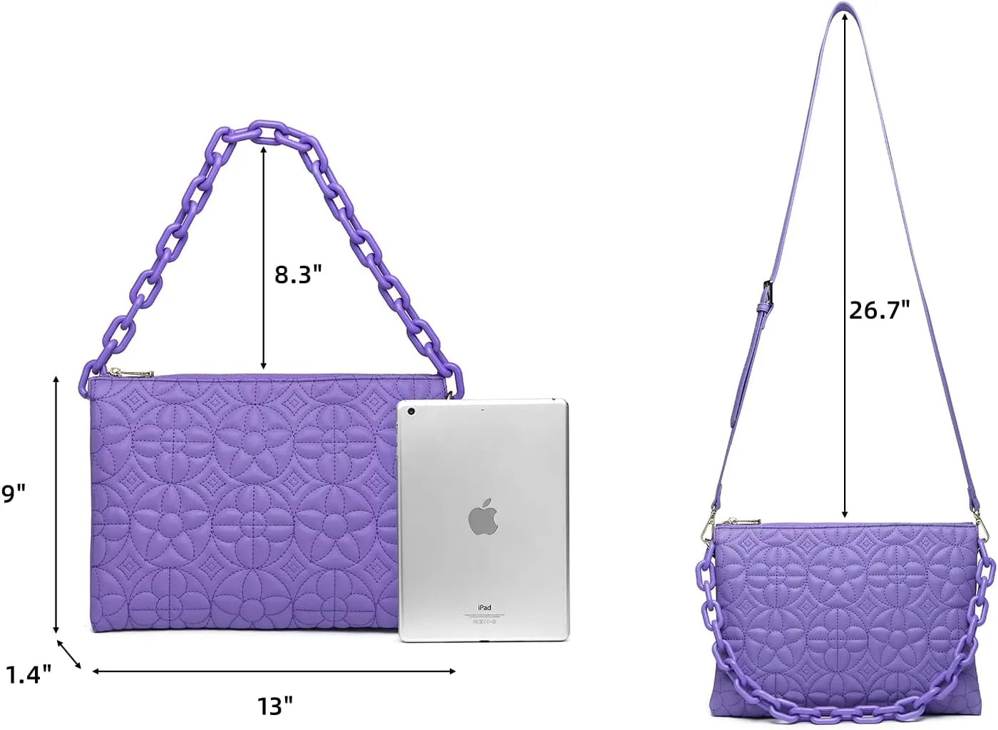 ER.Roulour Quilted Crossbody Bags for Women, Trendy Roomy Shoulder Handbags with Flap Gold Hardware Chain Purses Shoulder Bag