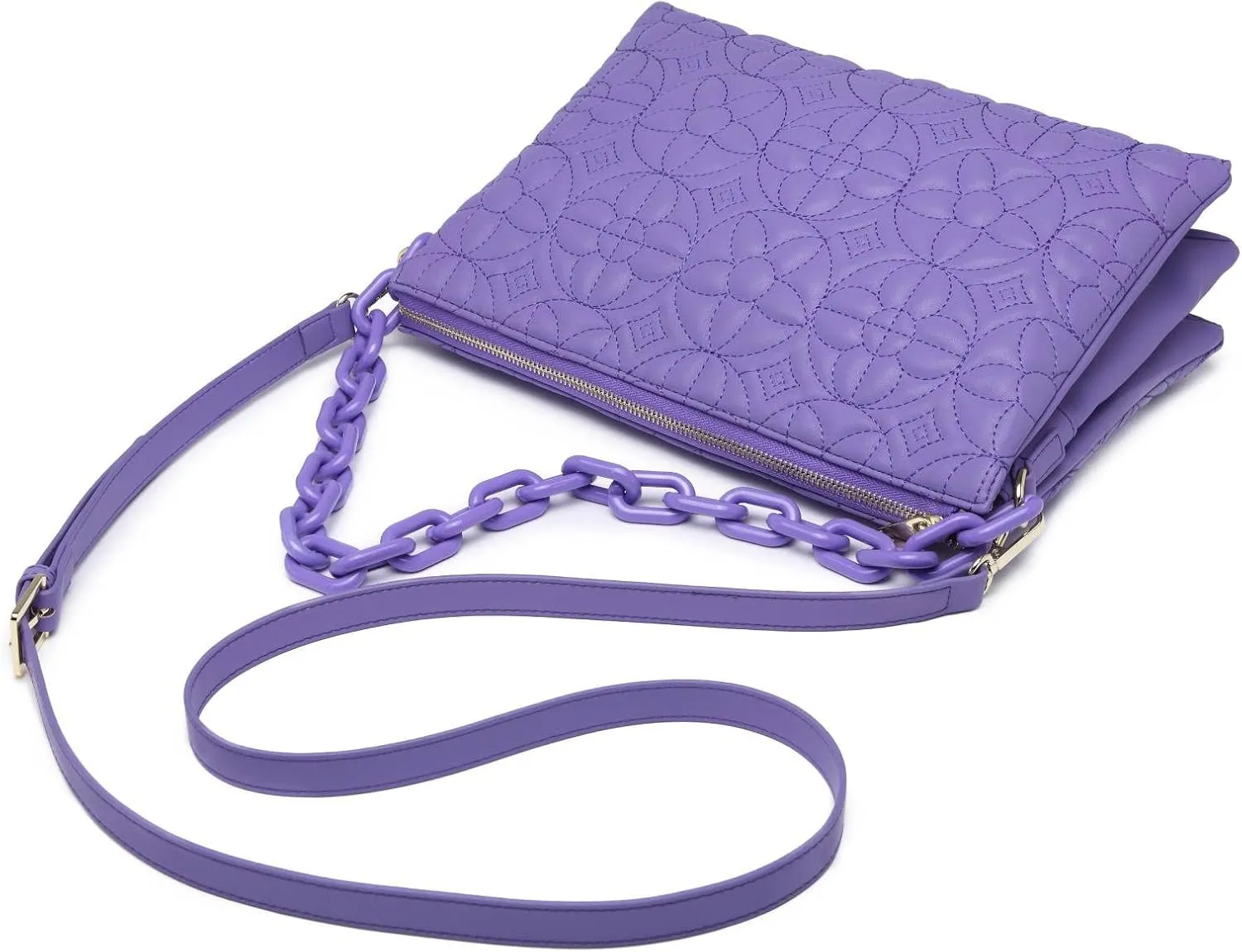 ER.Roulour Quilted Crossbody Bags for Women, Trendy Roomy Shoulder Handbags with Flap Gold Hardware Chain Purses Shoulder Bag