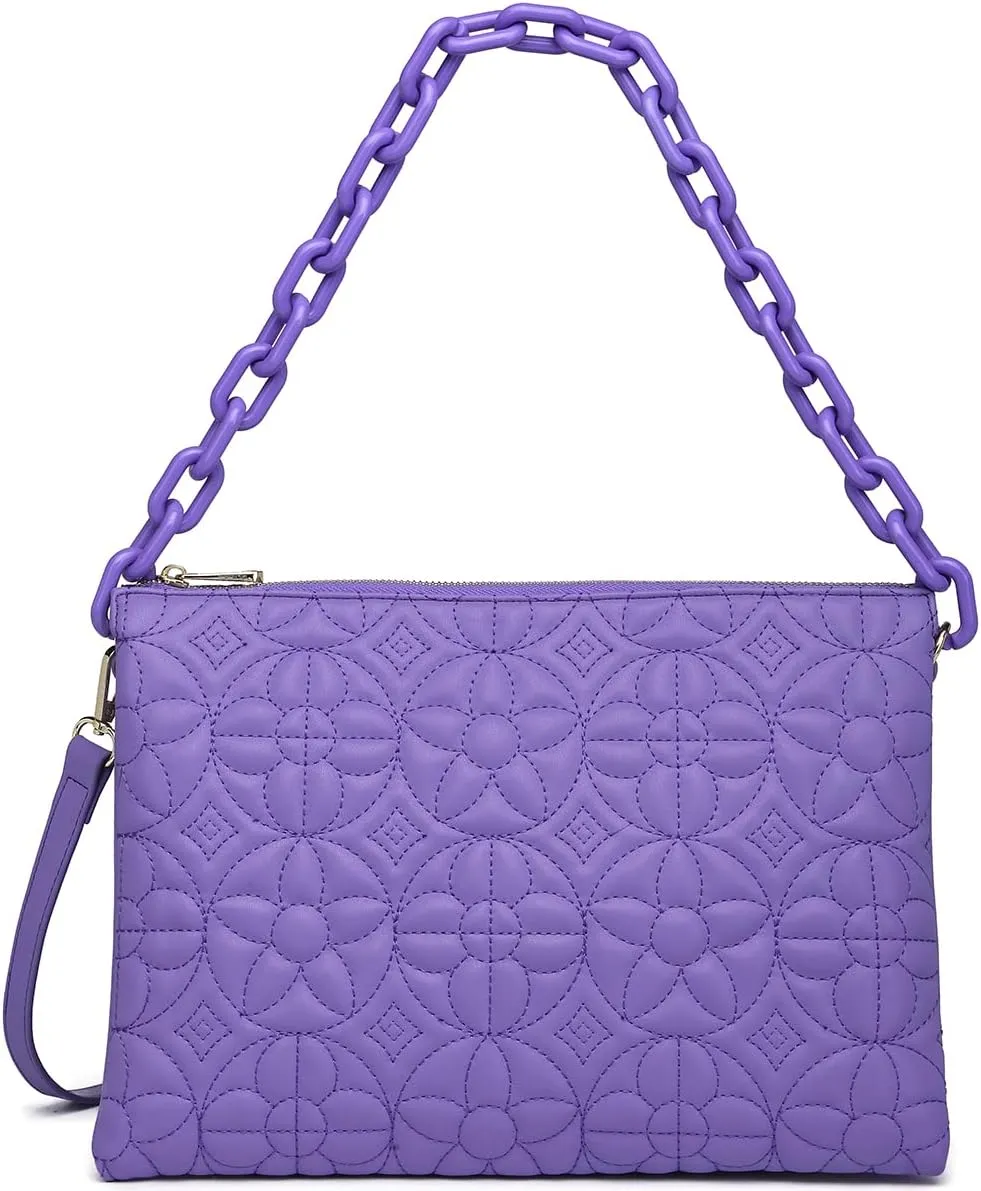 ER.Roulour Quilted Crossbody Bags for Women, Trendy Roomy Shoulder Handbags with Flap Gold Hardware Chain Purses Shoulder Bag