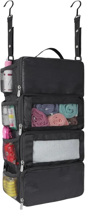 esouler Suitcase Organizer - Hanging Packing Cubes & Portable Travel Shelves for Carry-on (Black, Small)