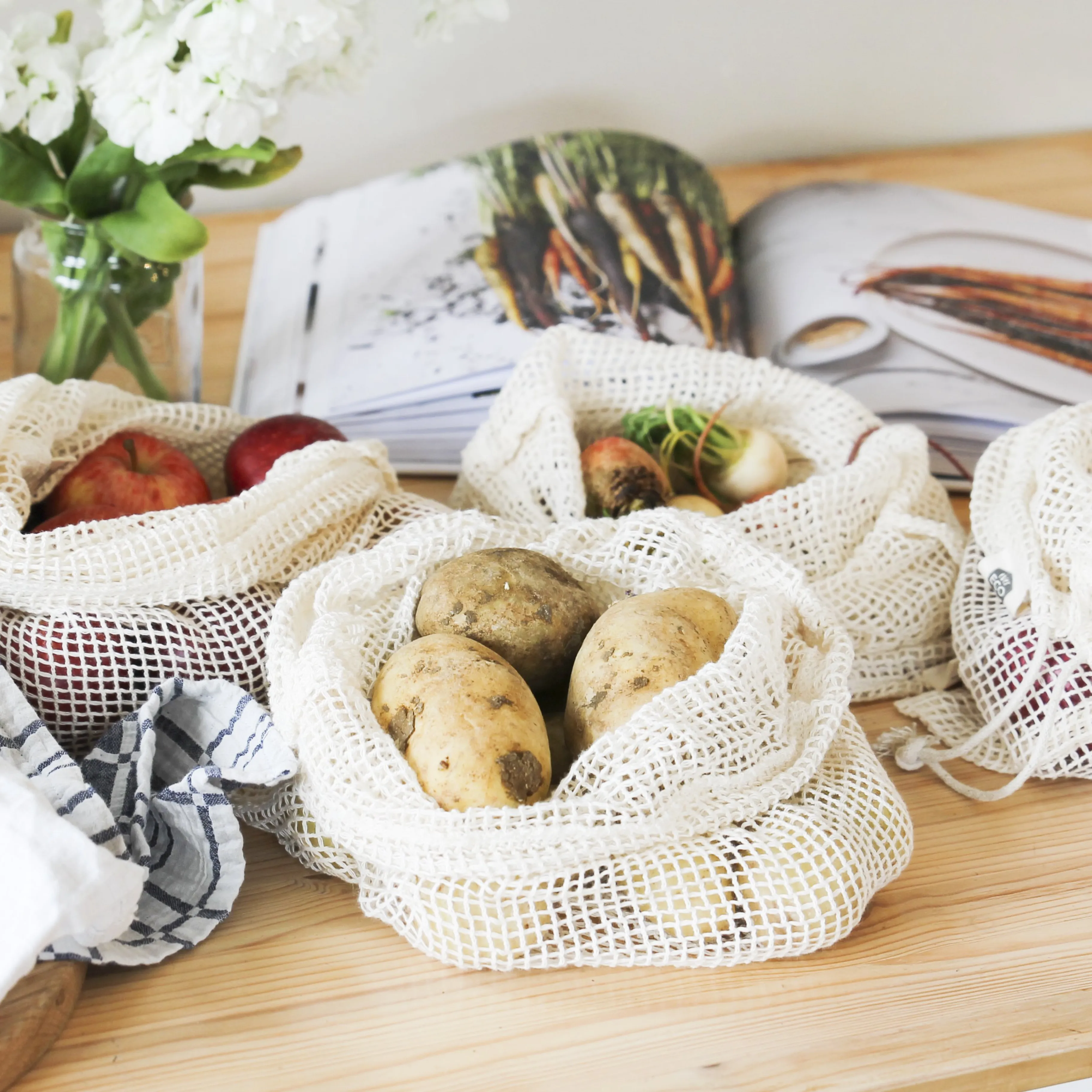 Ever Eco Organic Cotton Mixed Set Produce Bags - 4 Pack