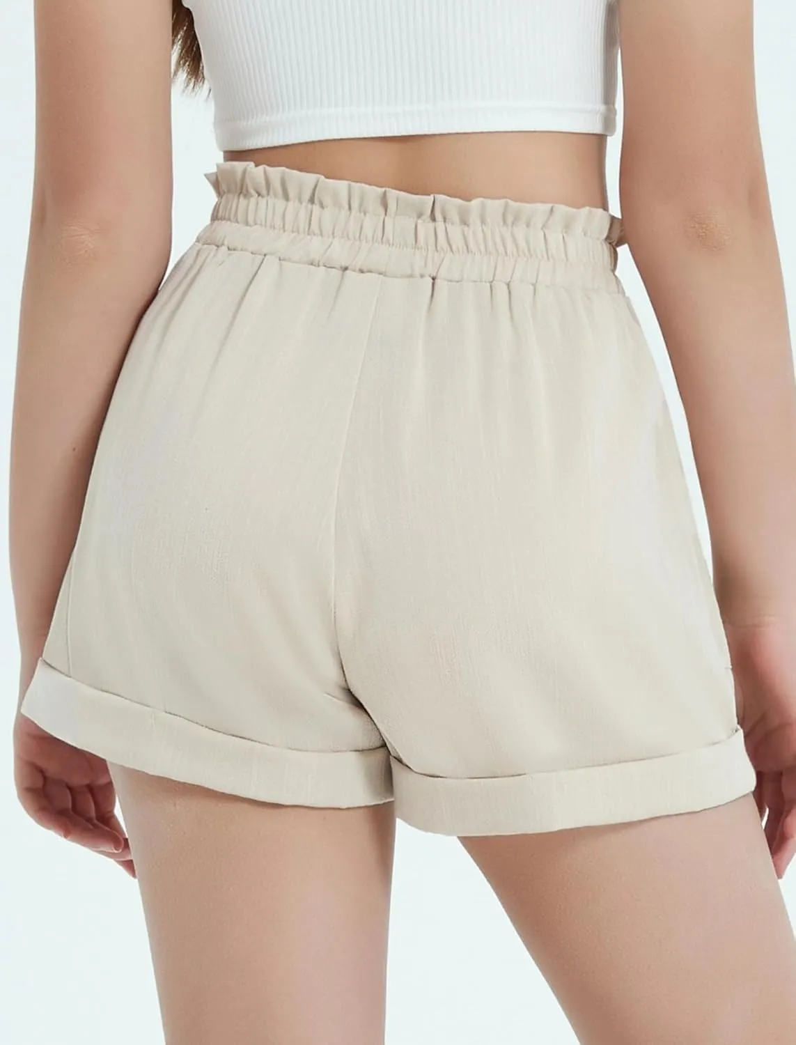 EXARUS Girls Summer Shorts Casual Kids Wide Leg Comfy Boho High Waisted Pull On Paperbag Drawstring Shorts with Pockets