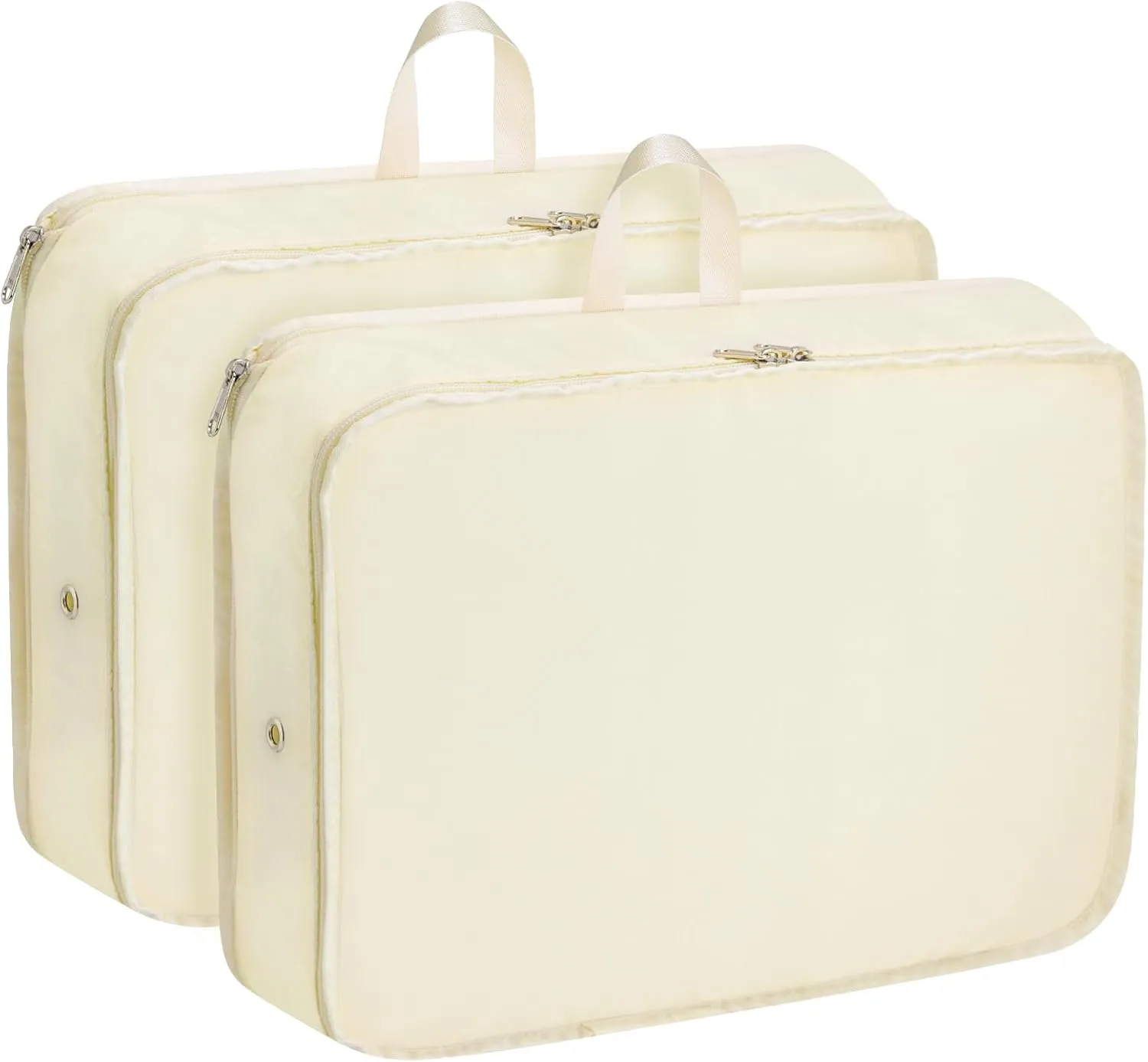 Extra Large Compression Packing Cubes for Travel Essentials, 2 Pack Expandable Travel Cubes for Packing Bags Suitcase Organizer, Beige
