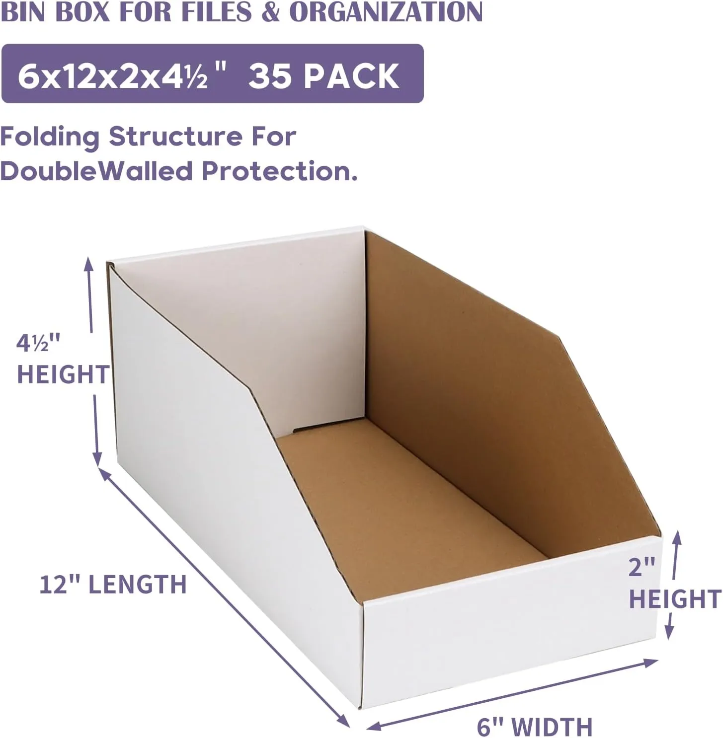 EXYGLO Garage Storage Bins - Pack of 35 Cardboard Shelf Organizer Bins 12x6x4.5inch for Pantry, Parts, Snacks, Bottles, Cans